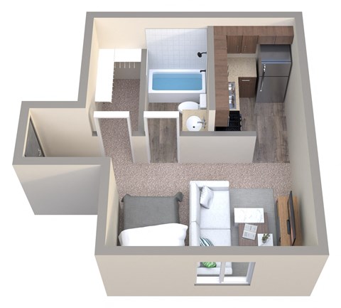 Floor plan for studio, 1 bath, 450 sqft